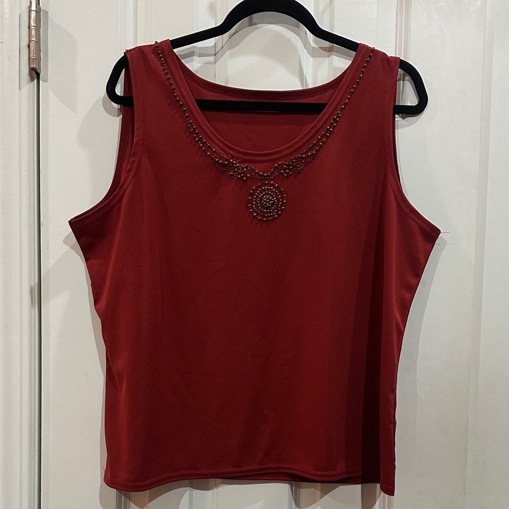 NWOT Elegant Red Sleeveless Top size XL